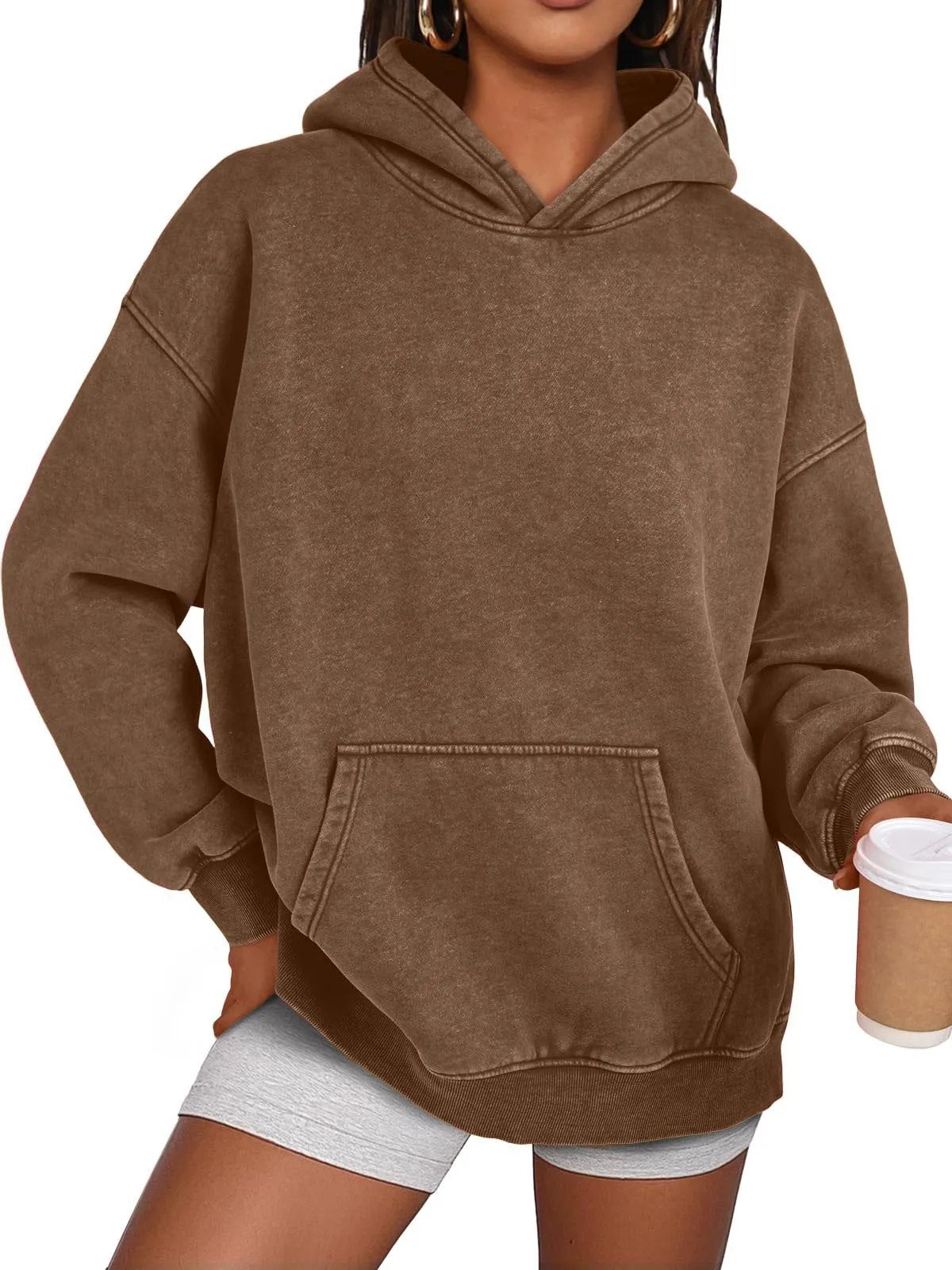 Unisex Casual Oversized Acid Wash Tops Hoodie Pullover