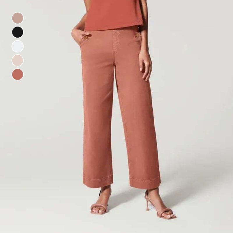 Women stretch twill cropped wide leg pant