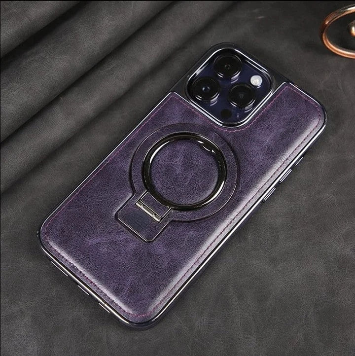 Luxury Leather Invisible Stand iPhone Case