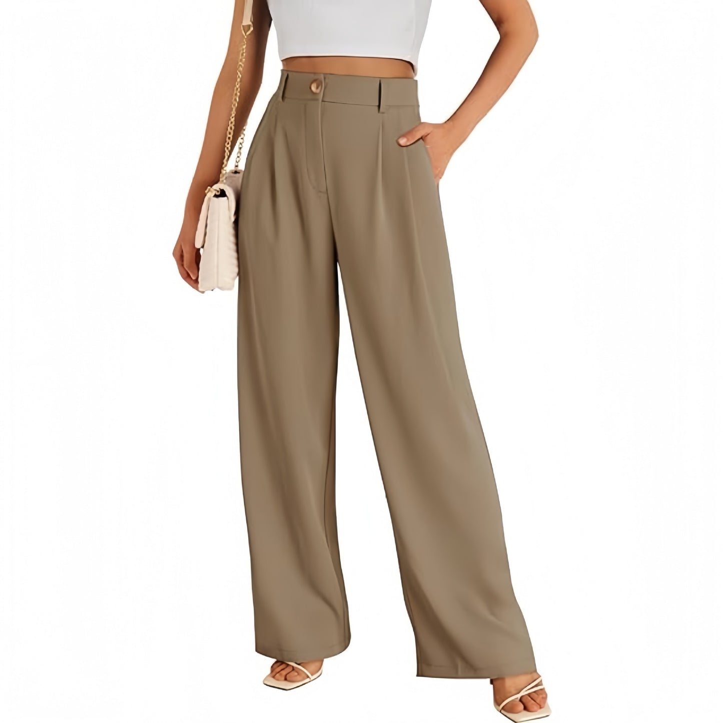 Women's Casual High-Waist Straight Leg Trousers
