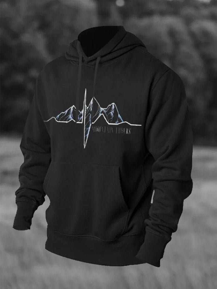 Forest Printed Casual Drawstring Hoodie