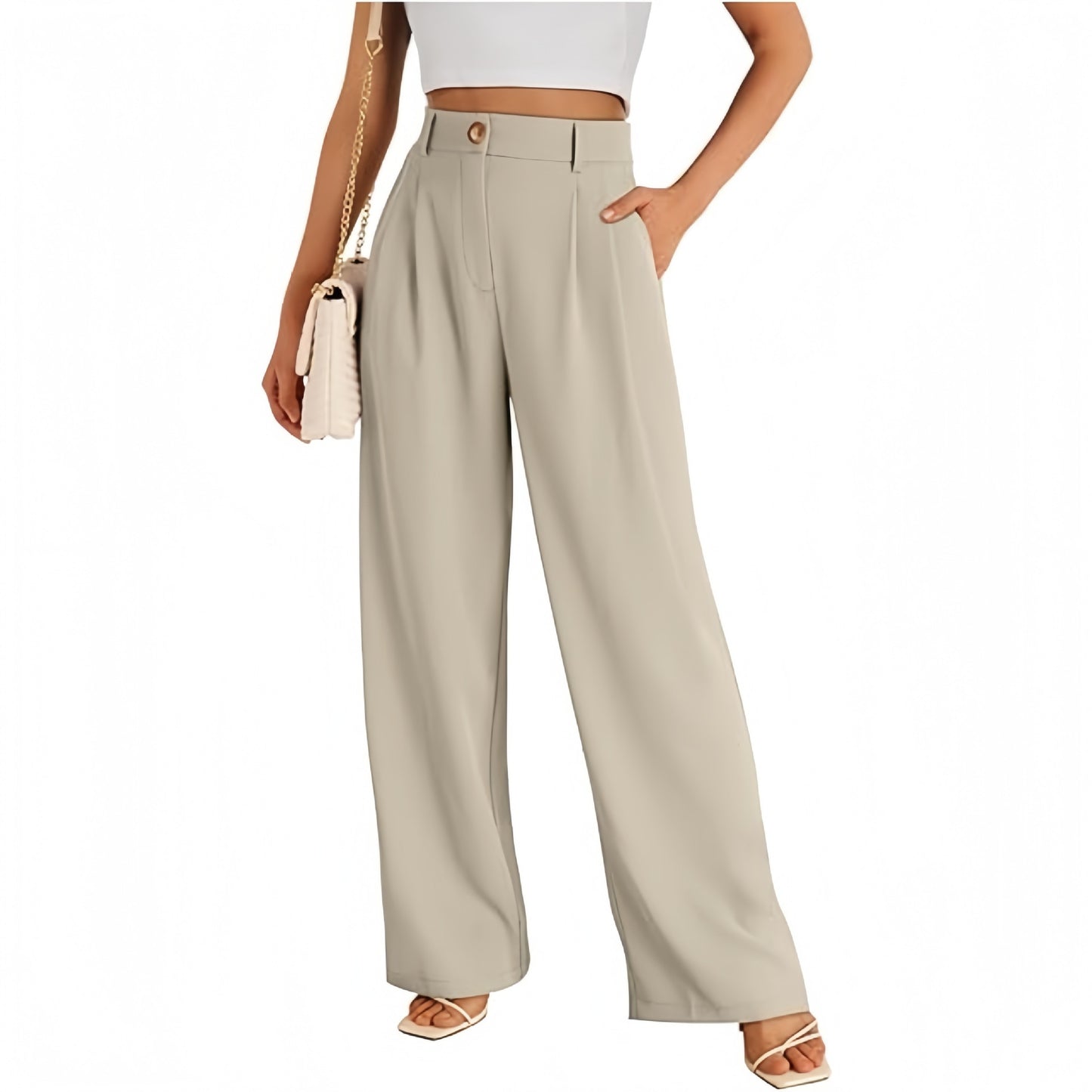 Women's Casual High-Waist Straight Leg Trousers