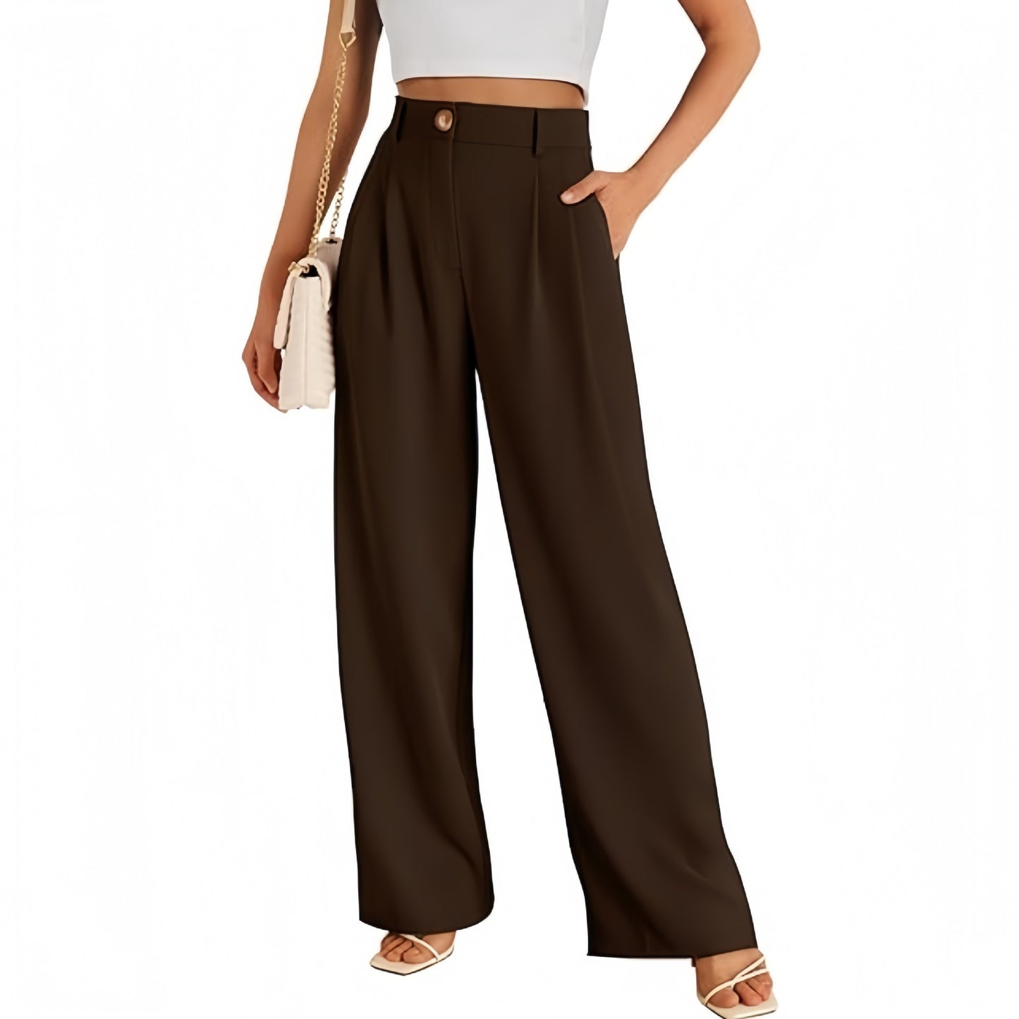 Women's Casual High-Waist Straight Leg Trousers