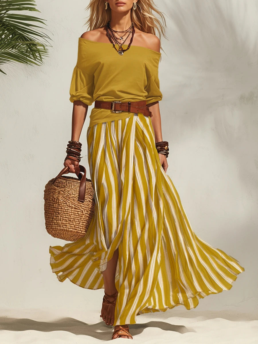 Striped Maxi Skirt Set