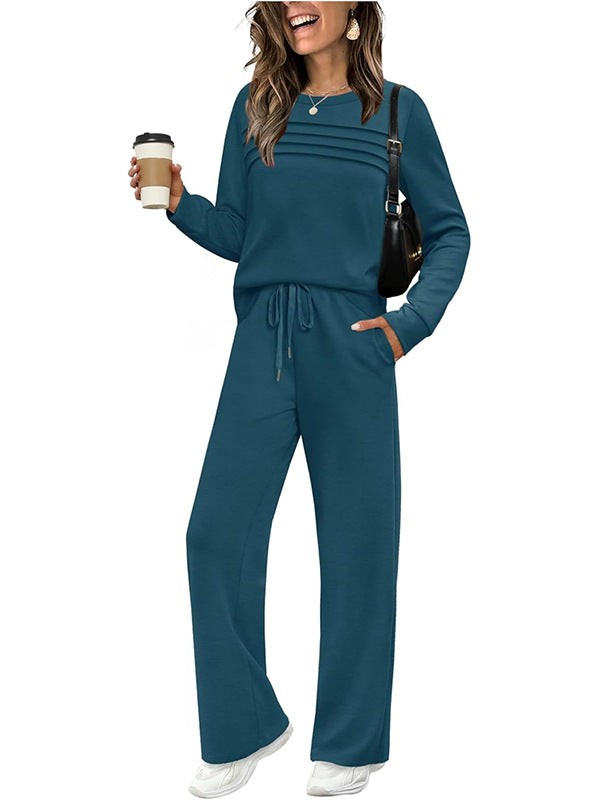 ✨Women's Crew Neck Top & Drawstring Pants Set