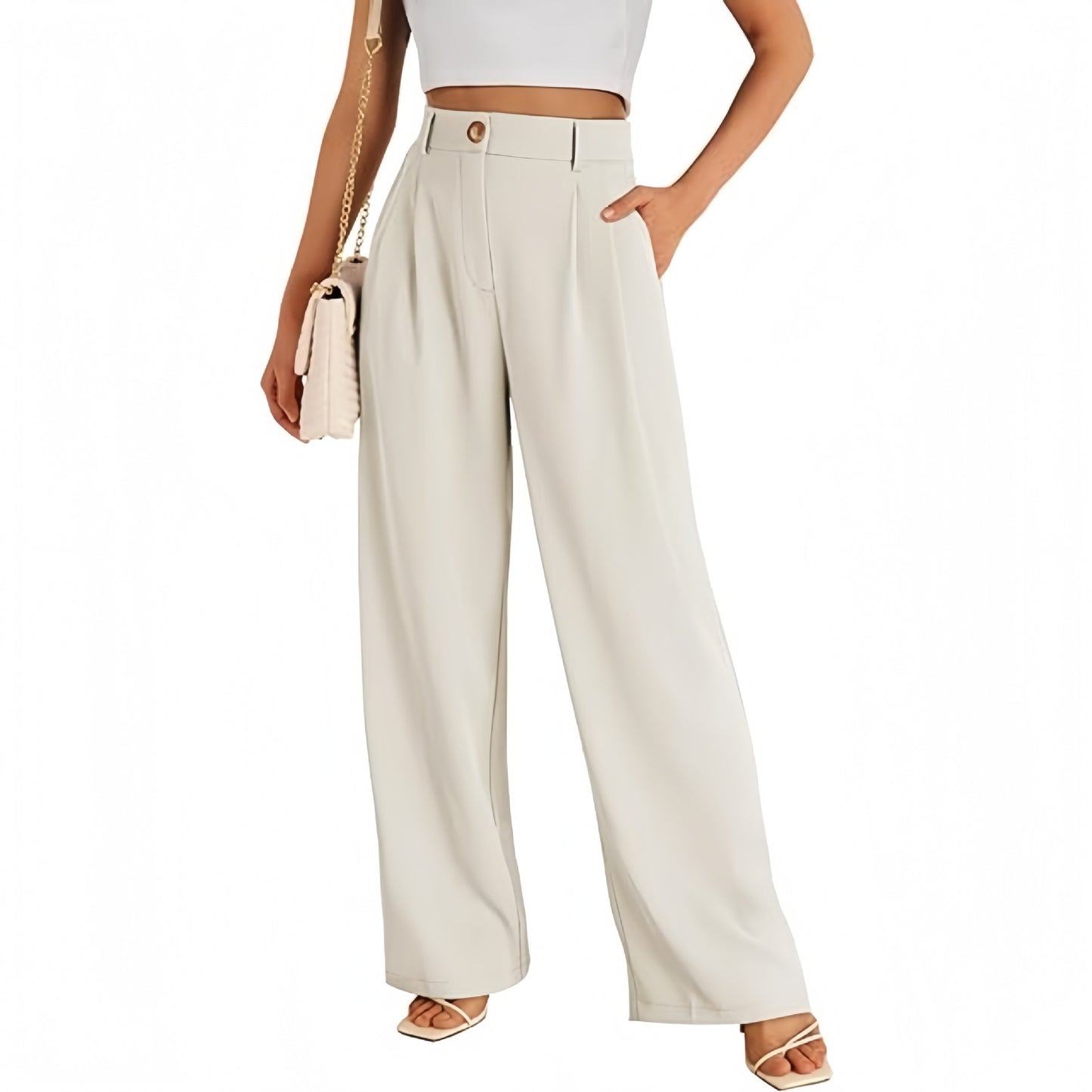 Women's Casual High-Waist Straight Leg Trousers