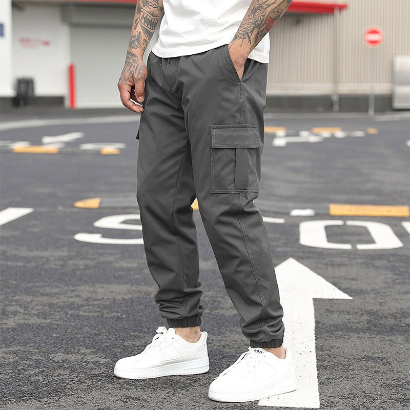 Men's Solid Casual Cargo Pants