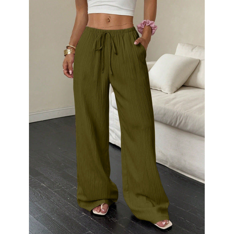 ✨ Lightweight Linen Pants Solid Color Drawstring Casual Pants