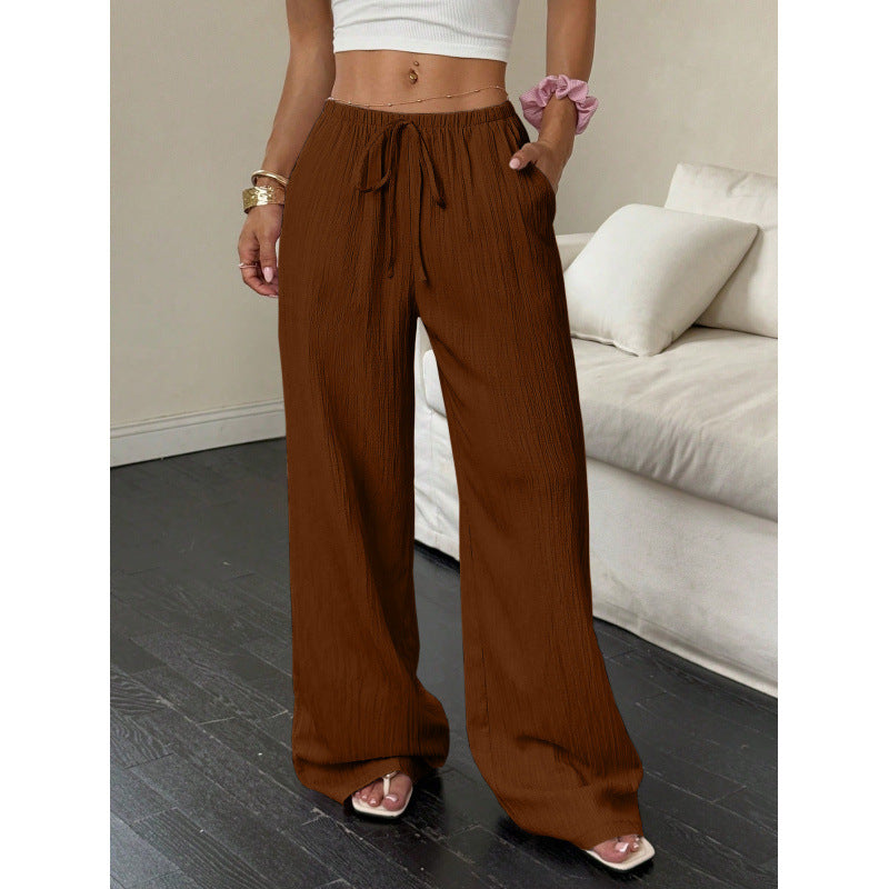 ✨ Lightweight Linen Pants Solid Color Drawstring Casual Pants