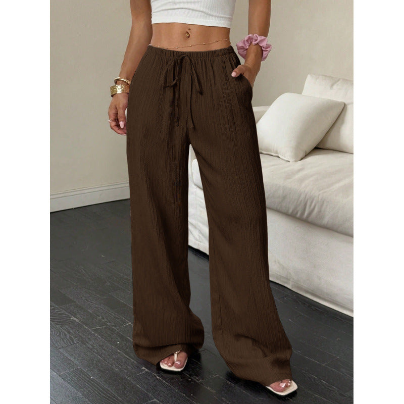 ✨ Lightweight Linen Pants Solid Color Drawstring Casual Pants