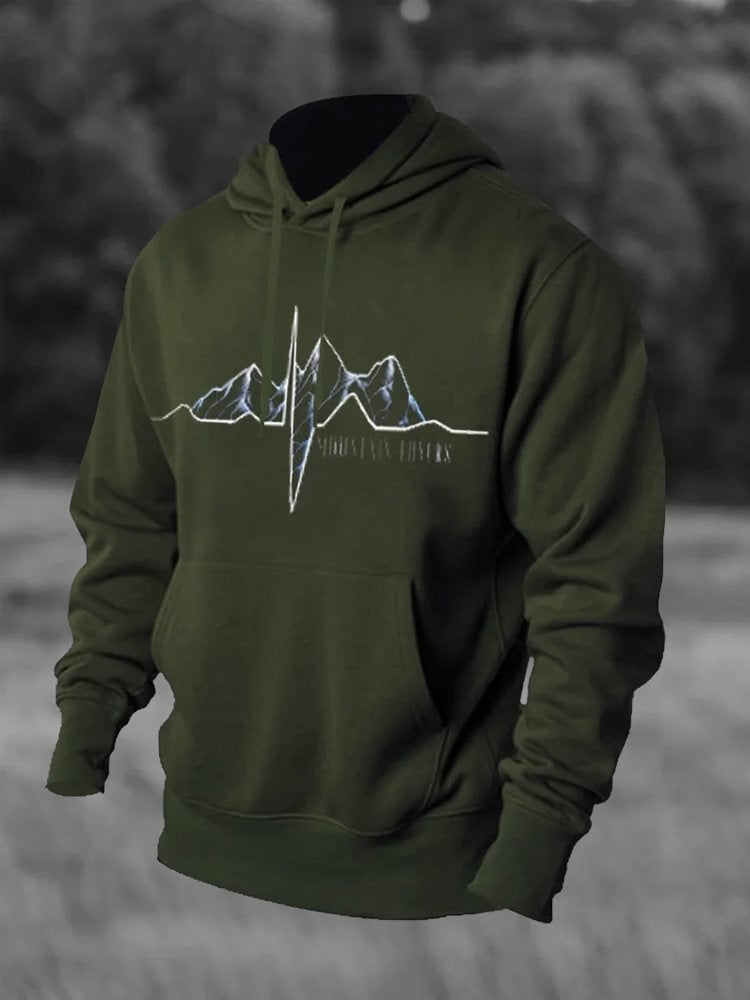 Forest Printed Casual Drawstring Hoodie