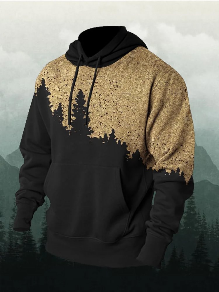 Forest Printed Casual Drawstring Hoodie
