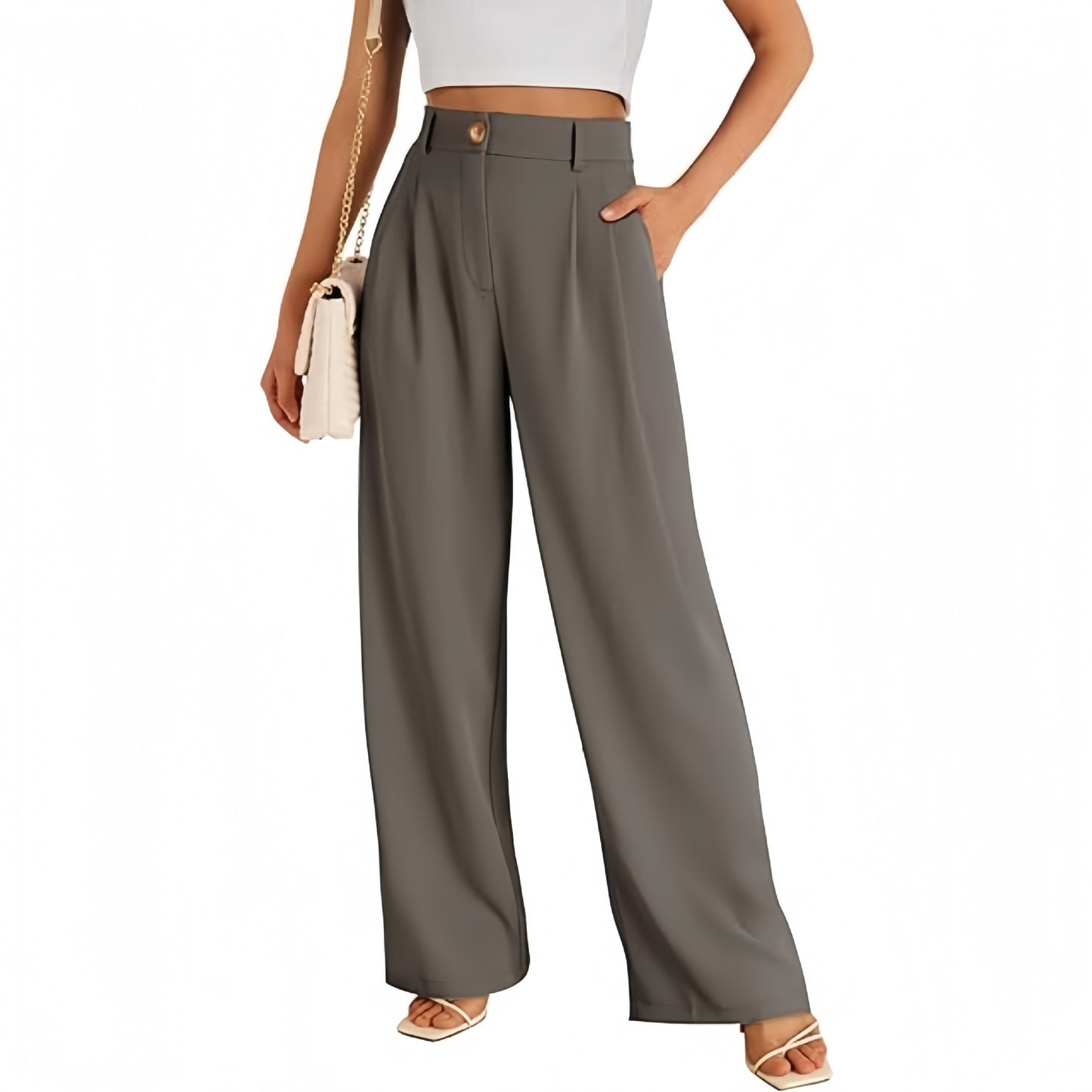 Women's Casual High-Waist Straight Leg Trousers