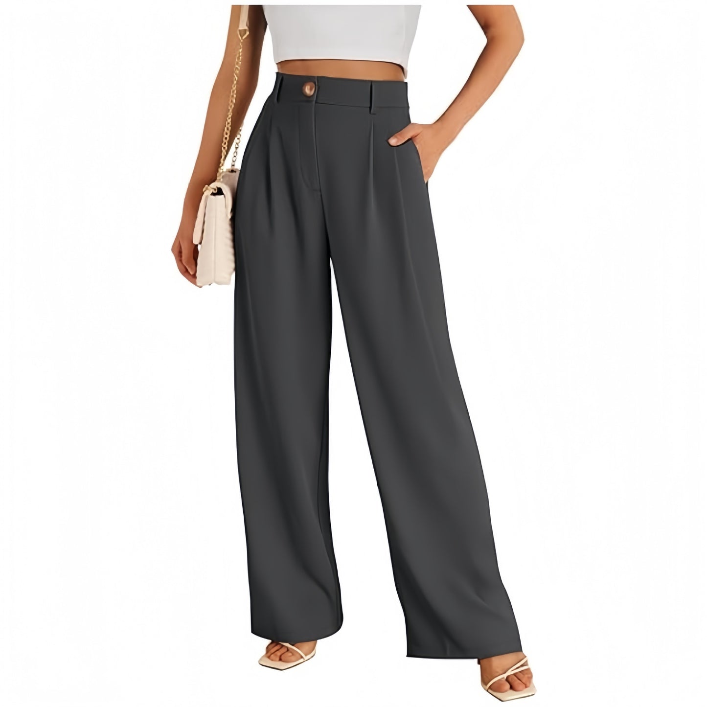 Women's Casual High-Waist Straight Leg Trousers