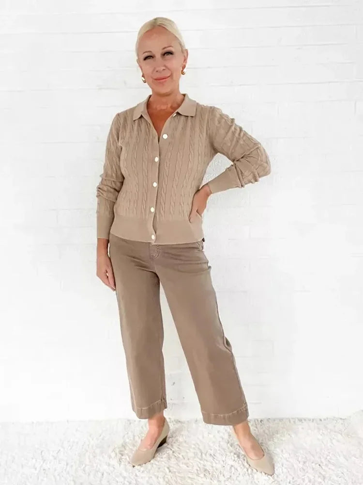 Women Stretch Twill Cropped Wide Leg Pant-(BUY 2 FREE SHIPPING)