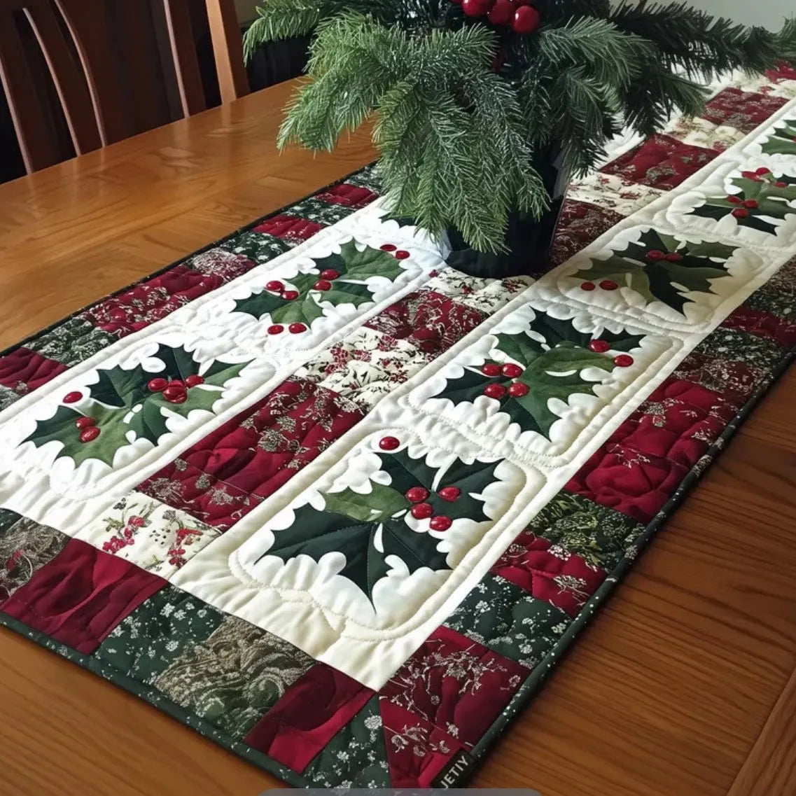 🍽️Quilted Table Runner with Vivid 3D Design