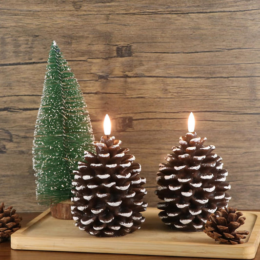 🎅Flameless Pinecone Candles Battery Operated with 6 Hour Timer