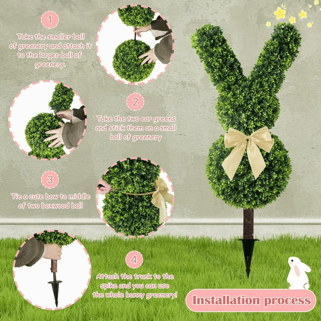 🐰Easter Pre-sale🐰Outdoor Artificial Turf Bunny-Shaped Topiary Tree