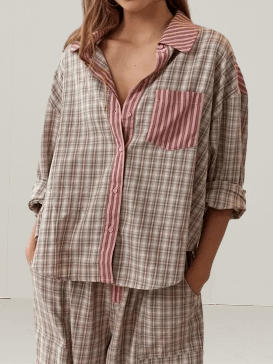 Pink Loose Pajama Set-Buy 2 Free Shipping