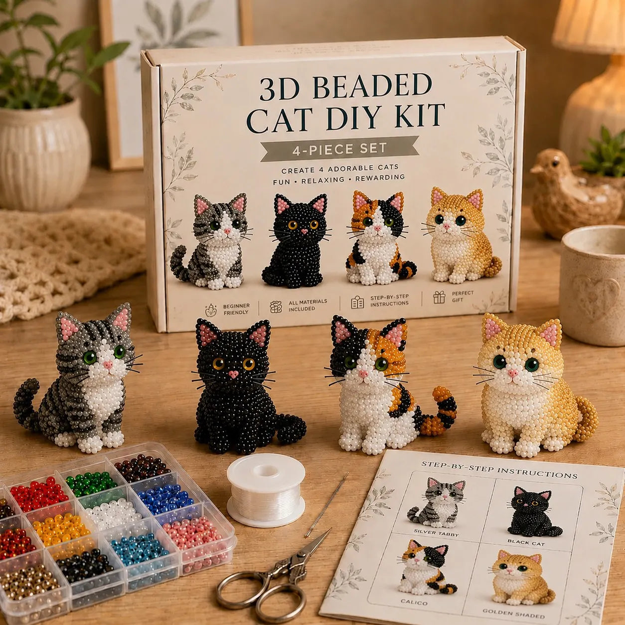 🦌Most Popular🧵Mini 3D Beaded Animal Craft Kit