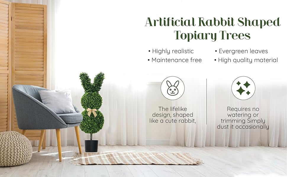 🐰Easter Pre-sale🐰Outdoor Artificial Turf Bunny-Shaped Topiary Tree