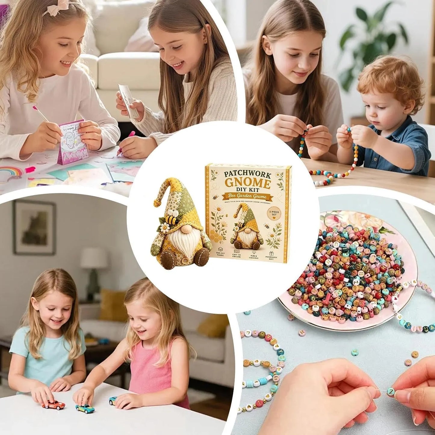 🧵🥇Patchwork-Style Gnome DIY Kit – Create Your Own Adorable Animals