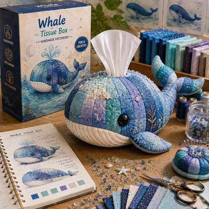 🧵DIY Patchwork-Style Animal Sewing Kit for Tissue Box💙