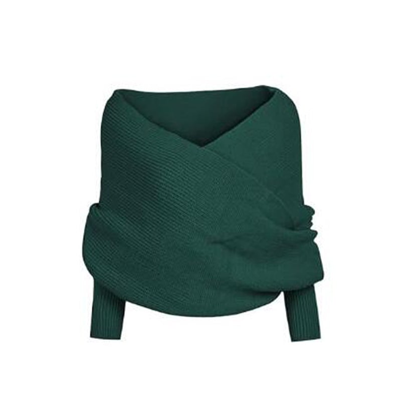 Women's Scarf with Sleeves Knit Wrap Sweater Cozy Crochet Cropped Shawl