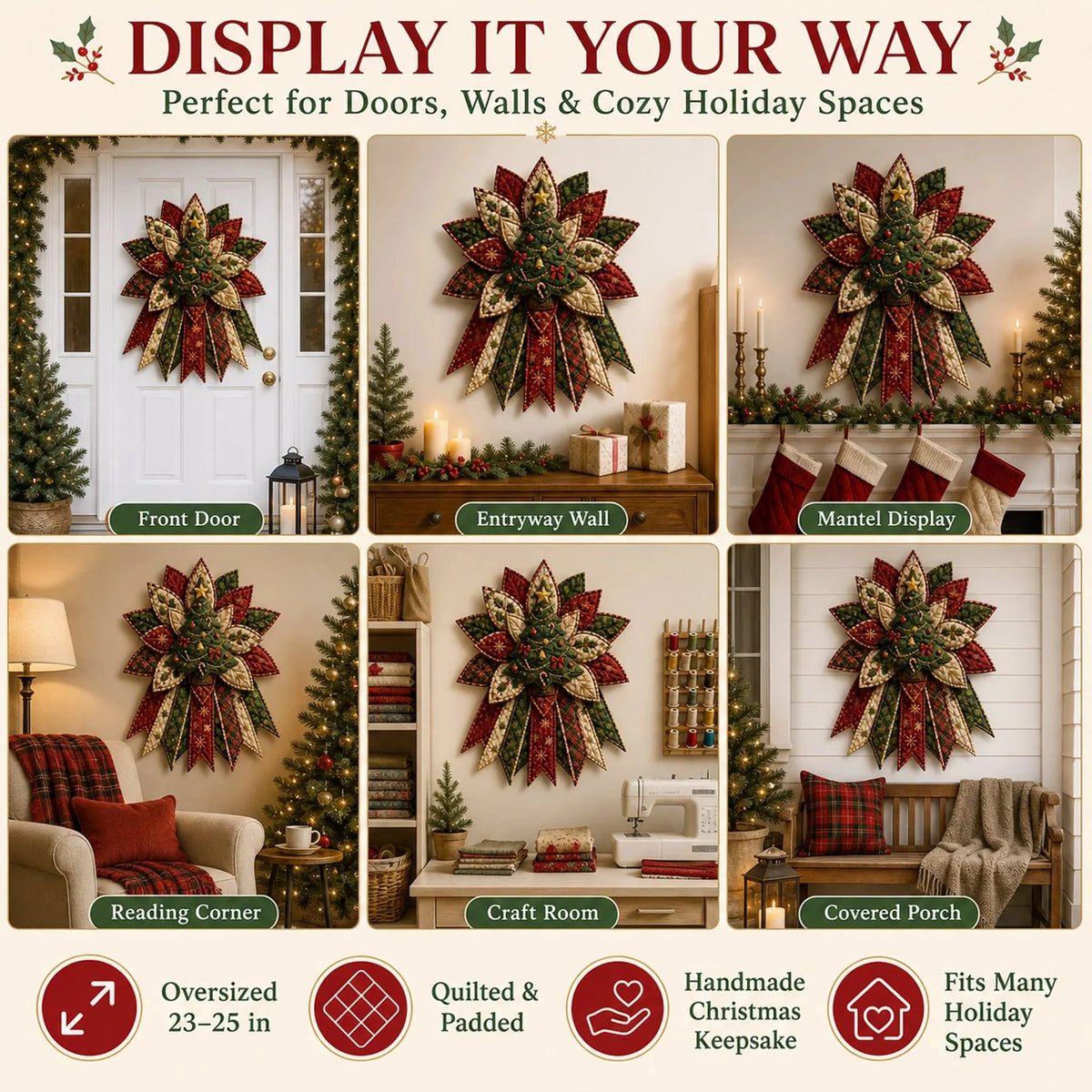 🎉Beginner-Friendly Oversized Christmas Character Quilted Door Hanger Sewing Kit 💕