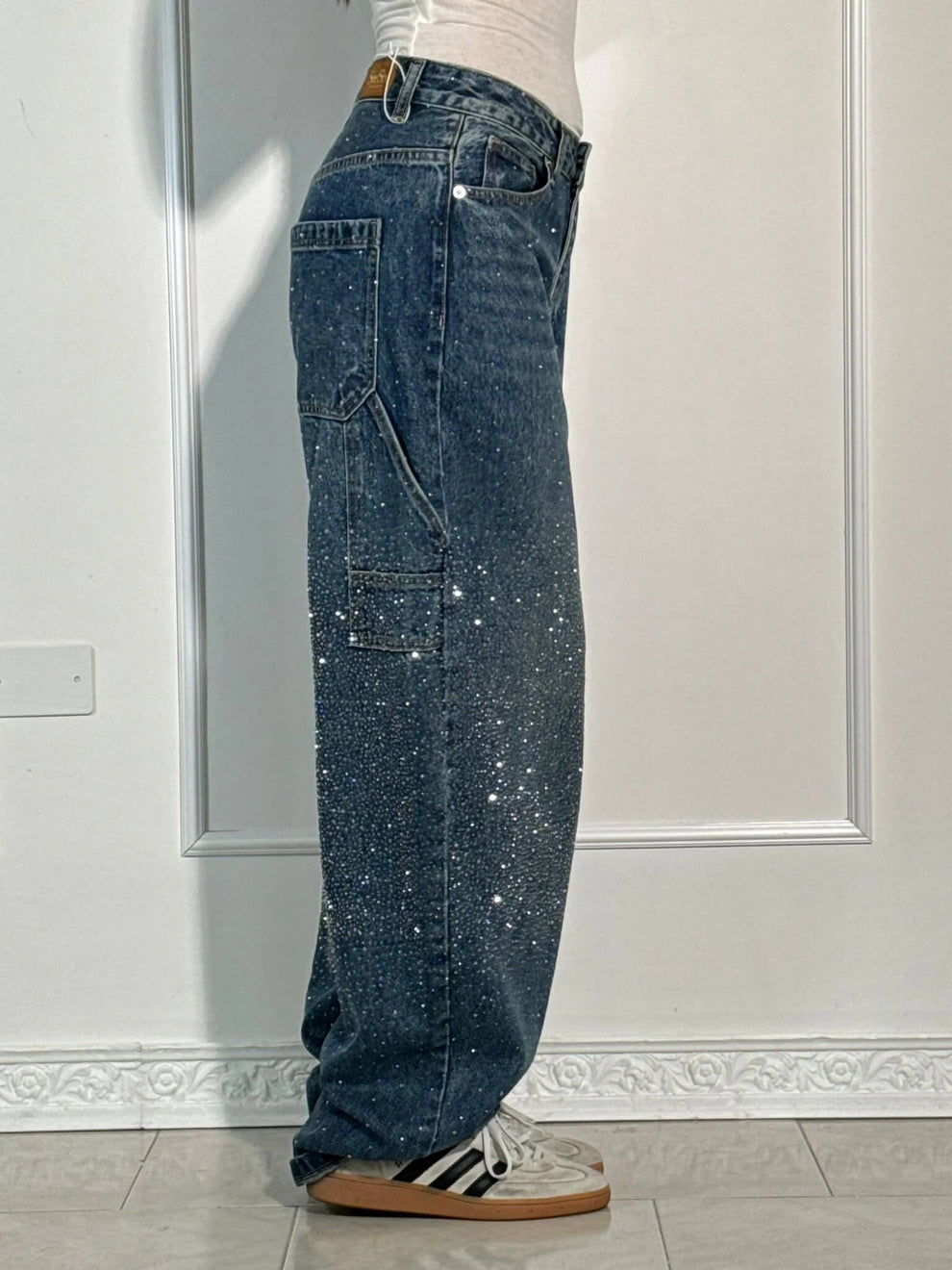Classic Fashion Balloon Carpenter Shine Denim Jeans