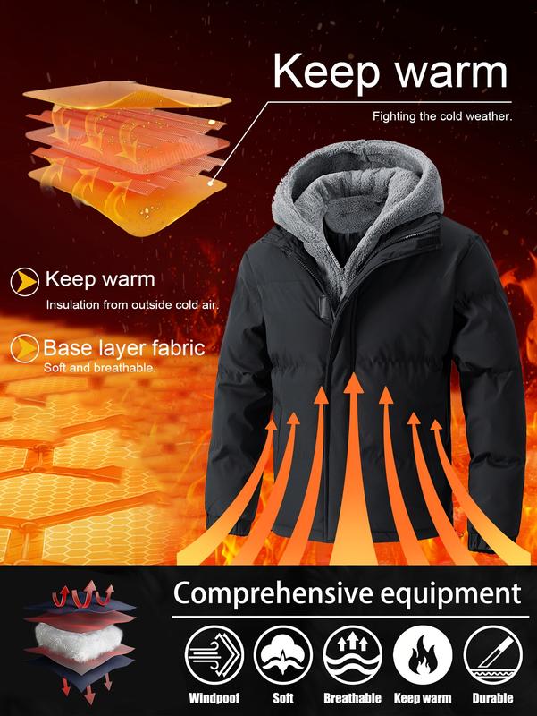 Men's Thickened Winter Jacket - Windproof Fleece-Lined Hooded Coat