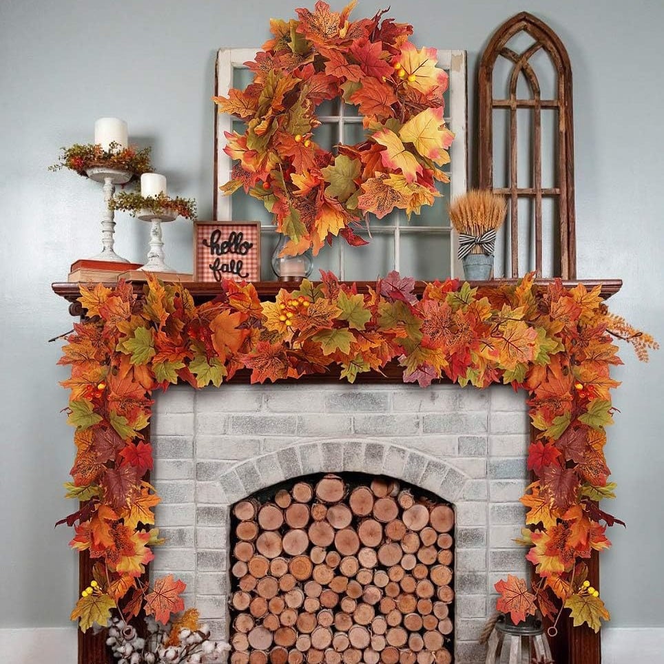 Special Fall Sale 49% OFF-Fall Wreath with Pumpkin Maple Leaves