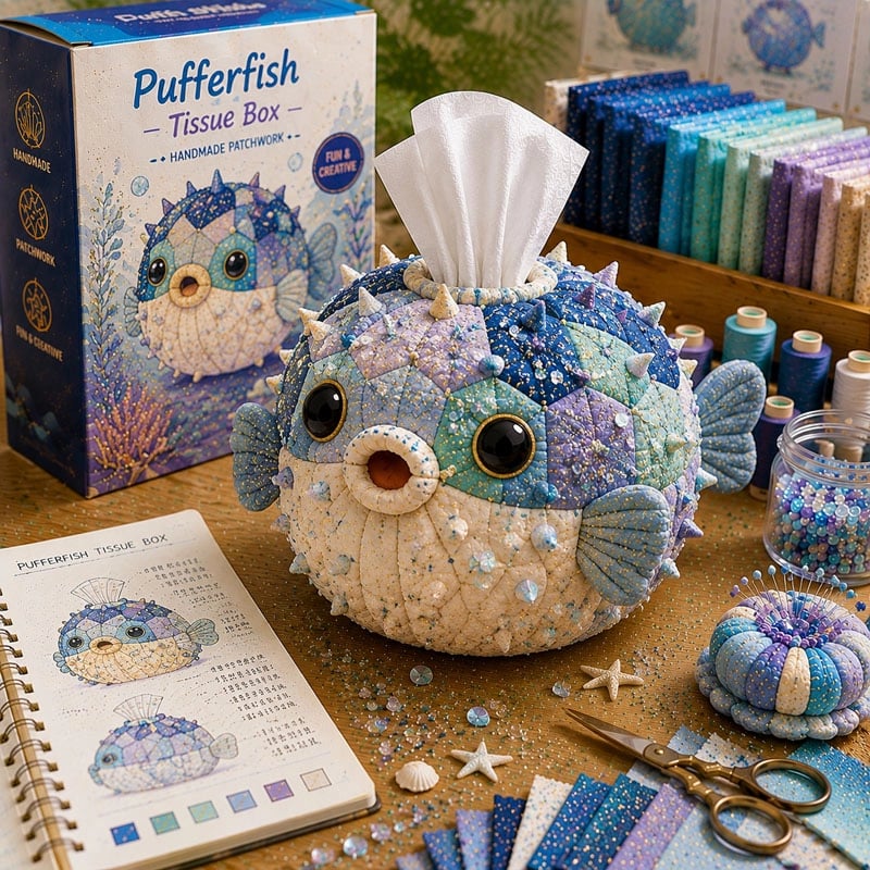 🧵DIY Patchwork-Style Animal Sewing Kit for Tissue Box💙