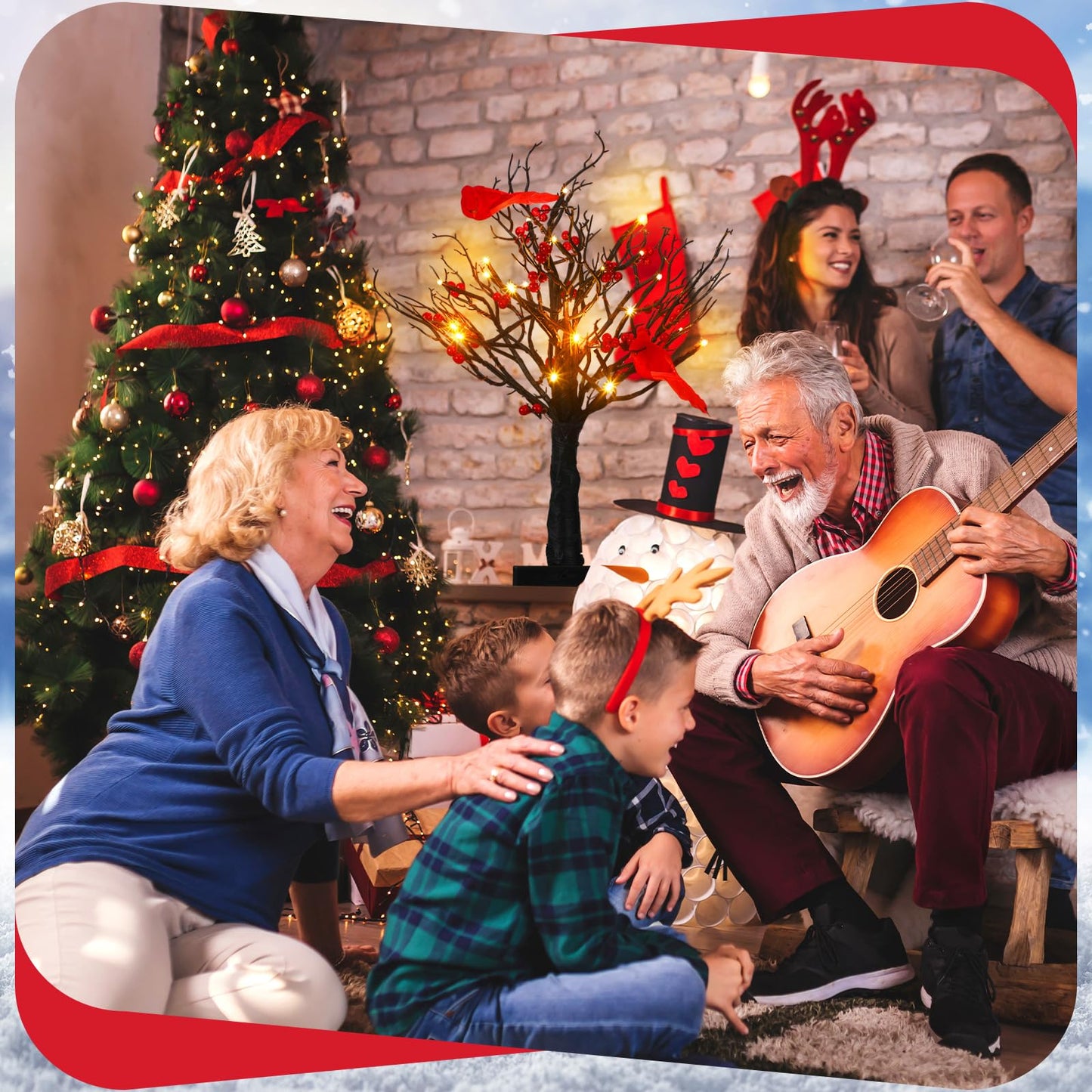 🎄Christmas Lighted Mini LED Tree With Red Berries