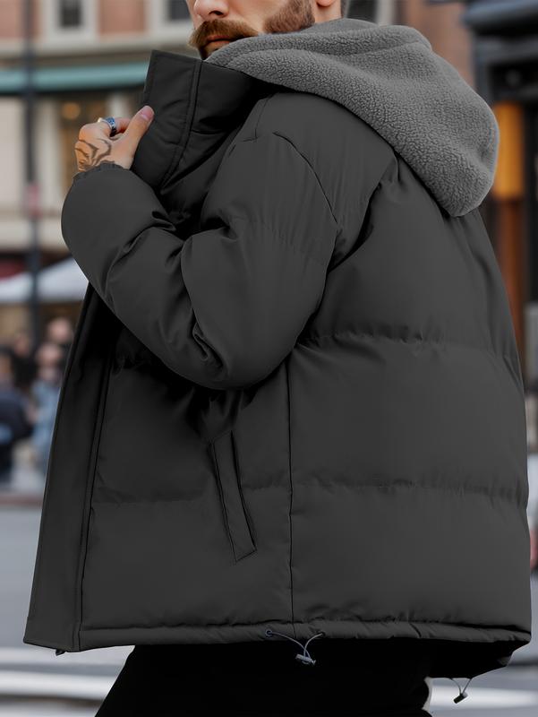 Men's Thickened Winter Jacket - Windproof Fleece-Lined Hooded Coat