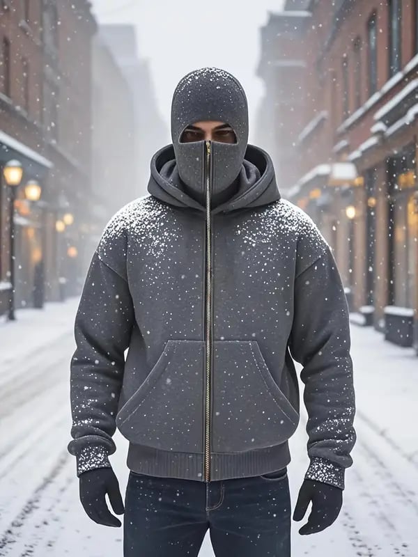 Men's Double Hooded Full Zip-Up Sweatshirt