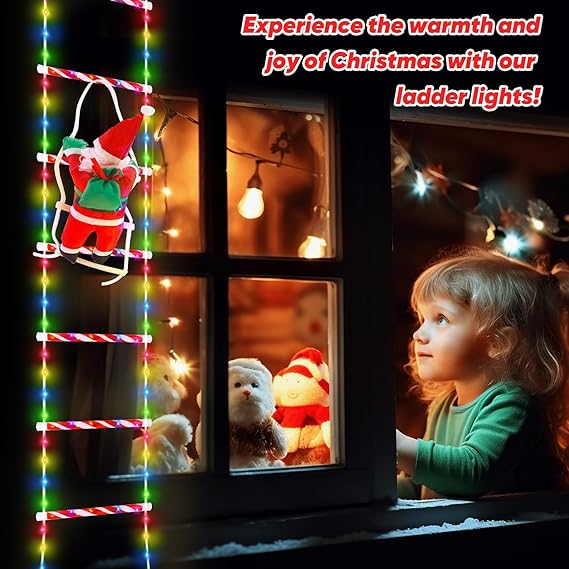 🎄Christmas Decorative Ladder Lights with Climbing Santa Claus