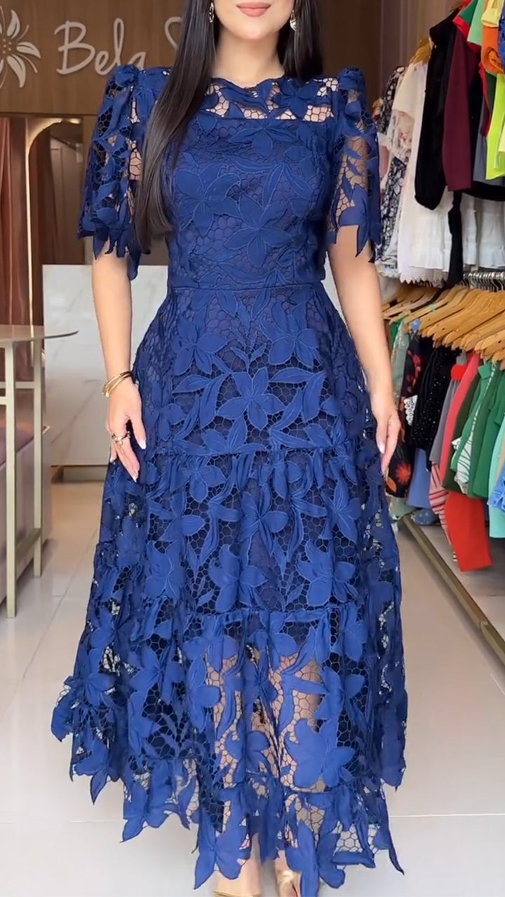 💕Women's Short-Sleeved Lace Hollow Dress