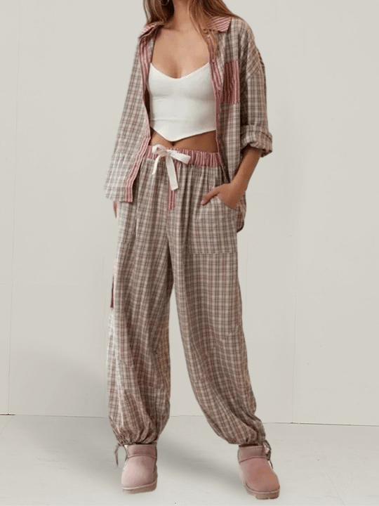 Pink Loose Pajama Set-Buy 2 Free Shipping
