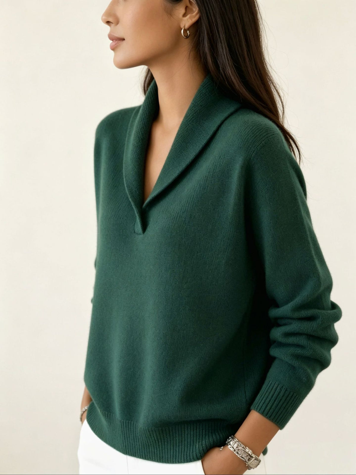 Women's Long-Sleeve V-Neck Knit Pullover