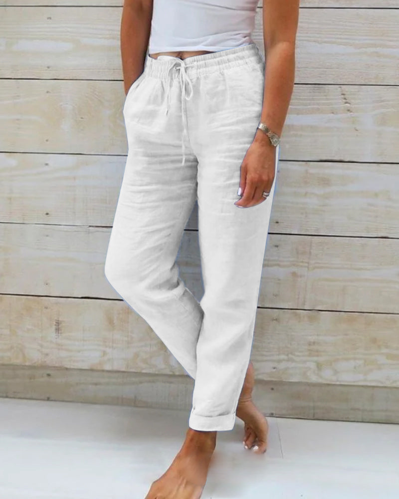 💃 Limited-Time Best Seller 🌸 Women's Elastic-Waist Cotton-Linen Casual Pants