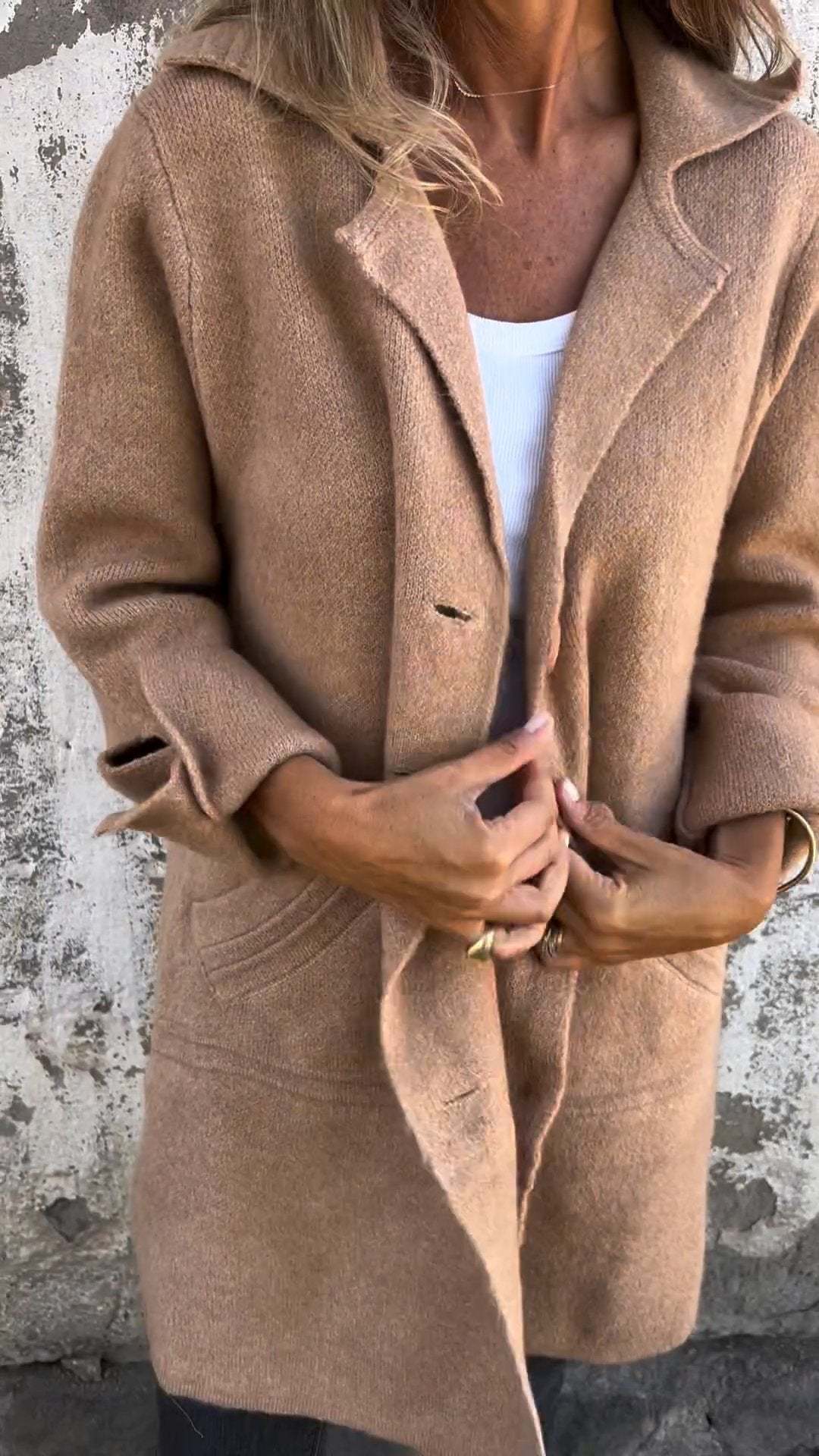 Casual Lapel Wool Single Breasted Long Coat