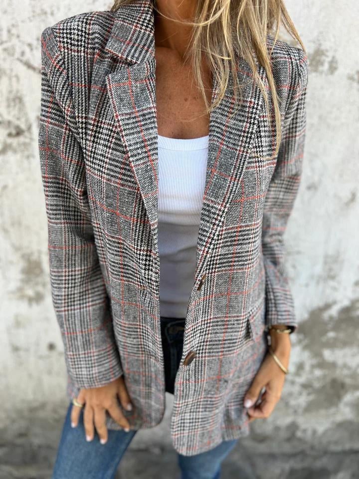 Fall Lapel Collar Slim Button Plaid Small Suit