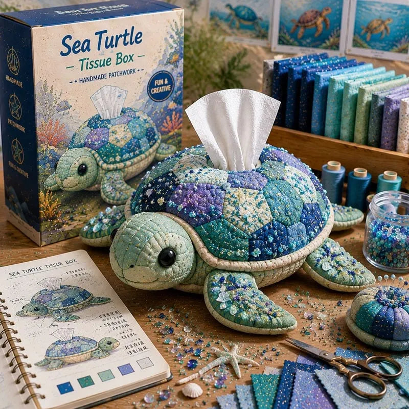 🧵DIY Patchwork-Style Animal Sewing Kit for Tissue Box💙