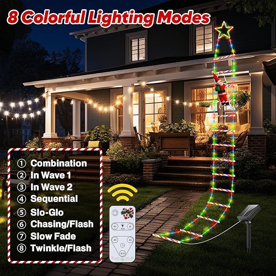 🎄Christmas Decorative Ladder Lights with Climbing Santa Claus