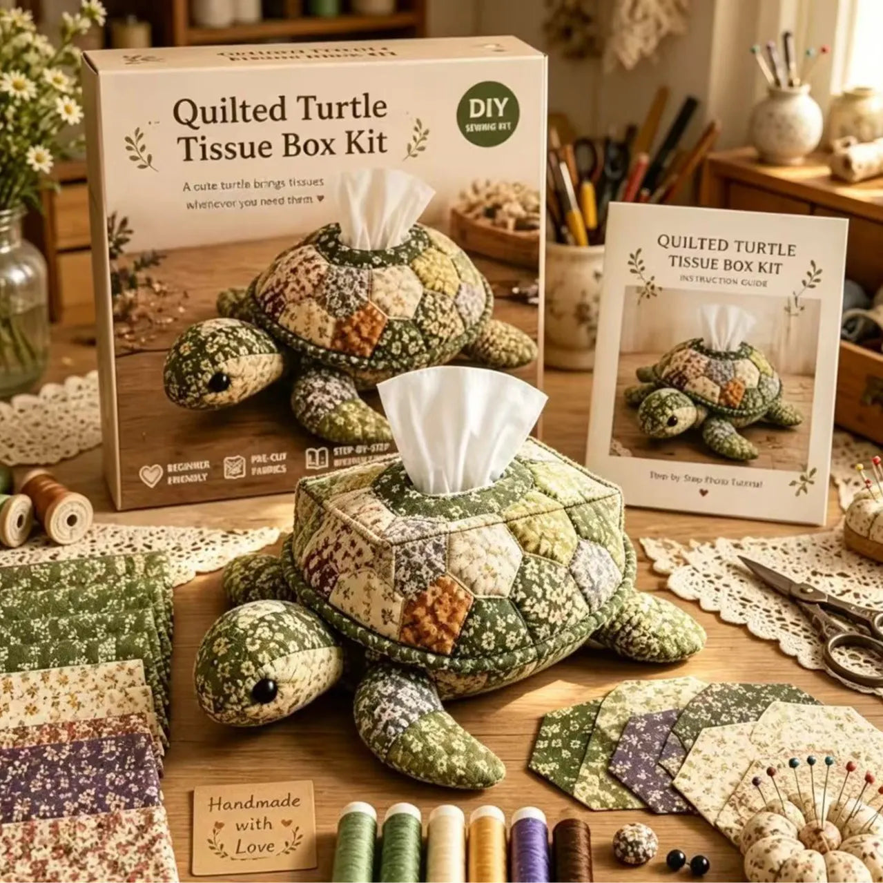🧵DIY Patchwork-Style Animal Sewing Kit for Tissue Box💙