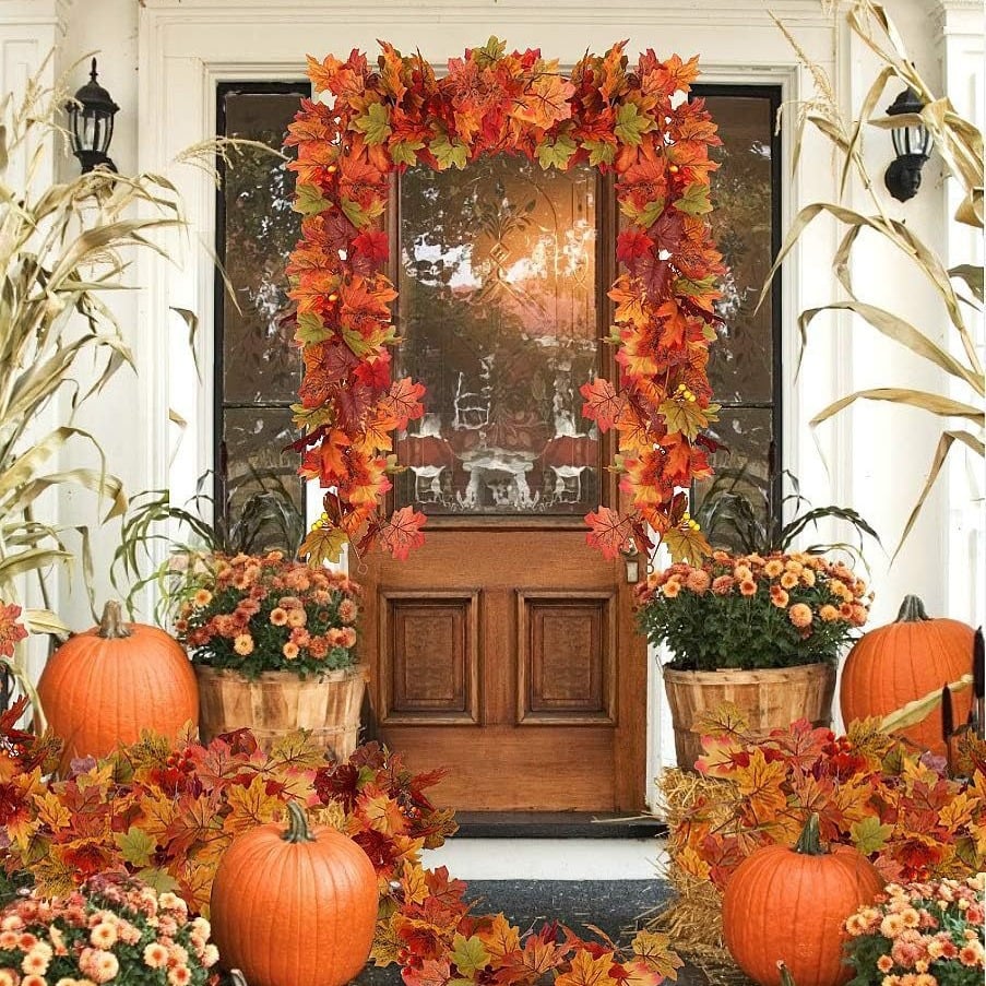 Special Fall Sale 49% OFF-Fall Wreath with Pumpkin Maple Leaves