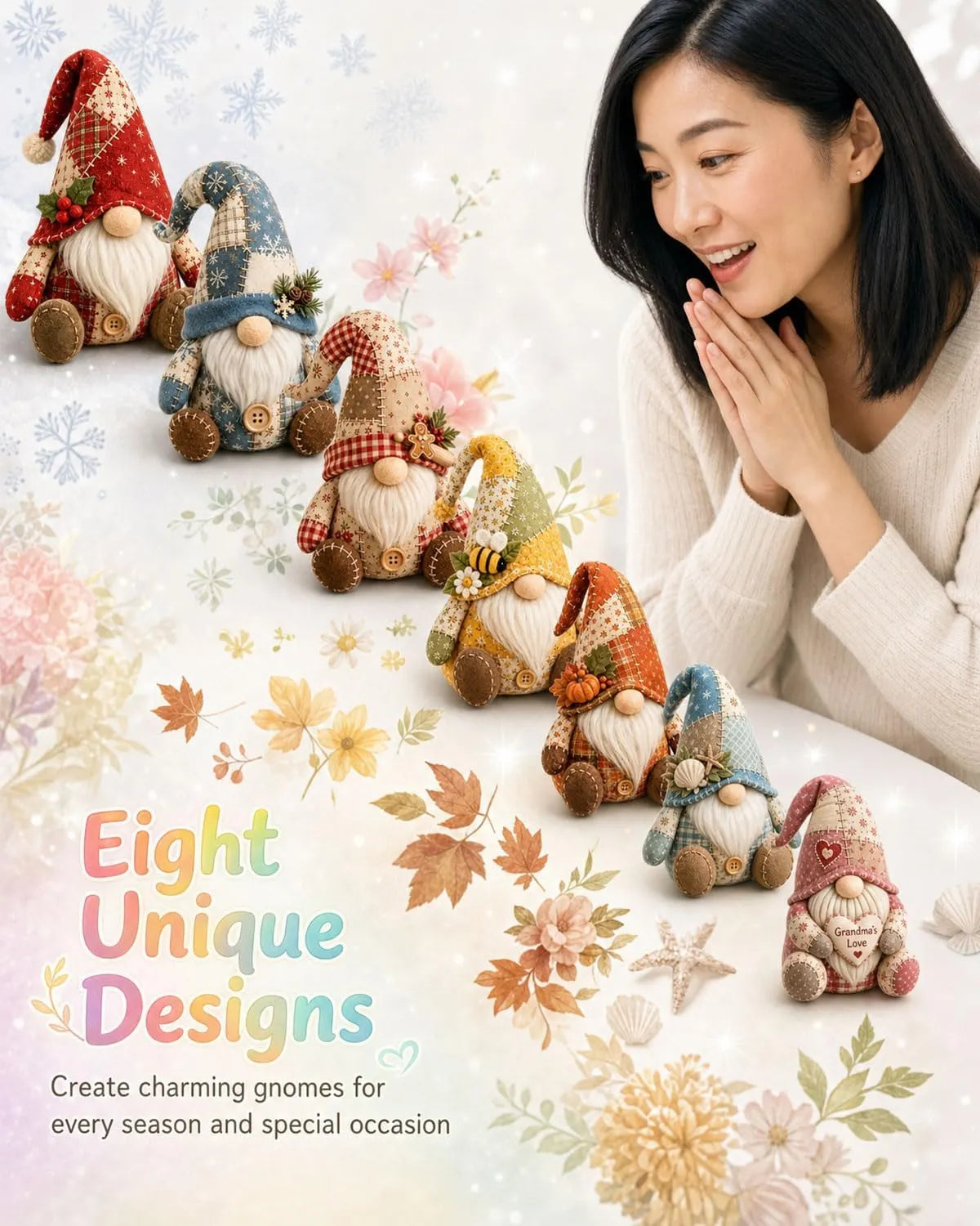 🧵🥇Patchwork-Style Gnome DIY Kit – Create Your Own Adorable Animals