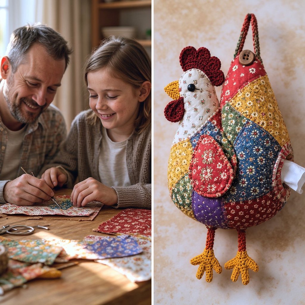 🧵 DIY Patchwork Chicken & Duck Tissue Cover 🐔 — Sew it yourself and hang it up to brighten your home!