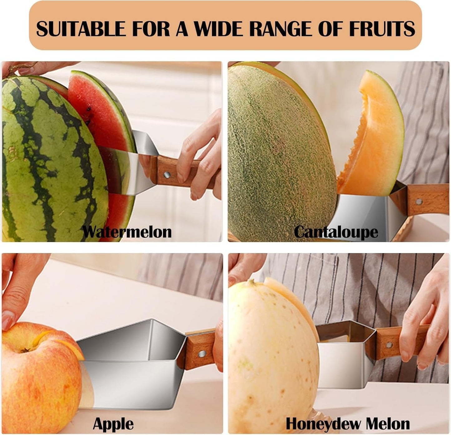 🍉Triangle Watermelon Cutter, Stainless Steel With Wooden Handle